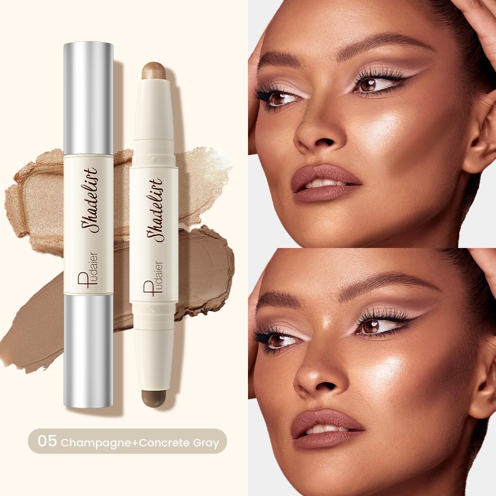 Feuchtigkeitsspendender Seidiger Dreidimensionaler Konturstift Natürlich Matt Zweifarbiger Gesichts-Highlighter Aufheller Nasenschatten Make-up Concealer