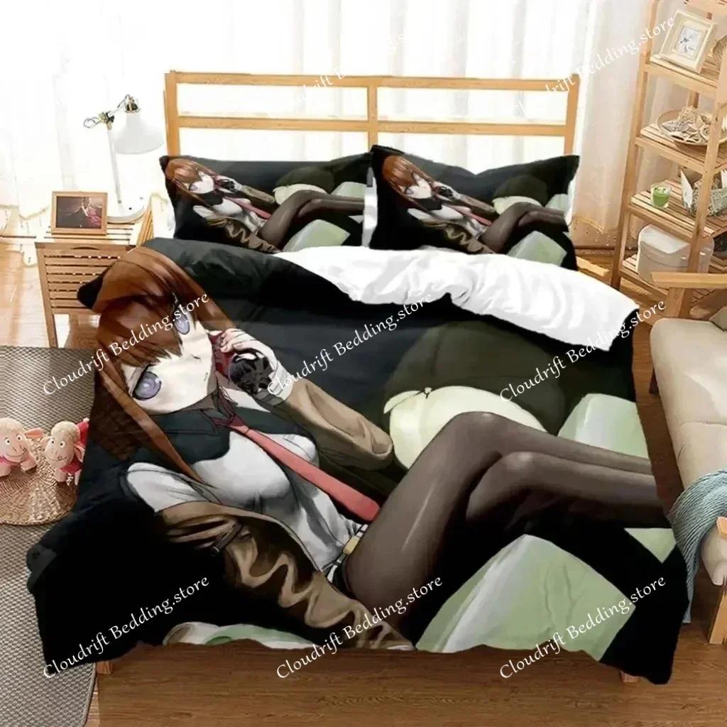 Anime Steins Gate Kurisu Makise Bedding Set Boys Girls Twin Queen Size Duvet Cover Pillowcase Bed Kids Adult Home Textile026