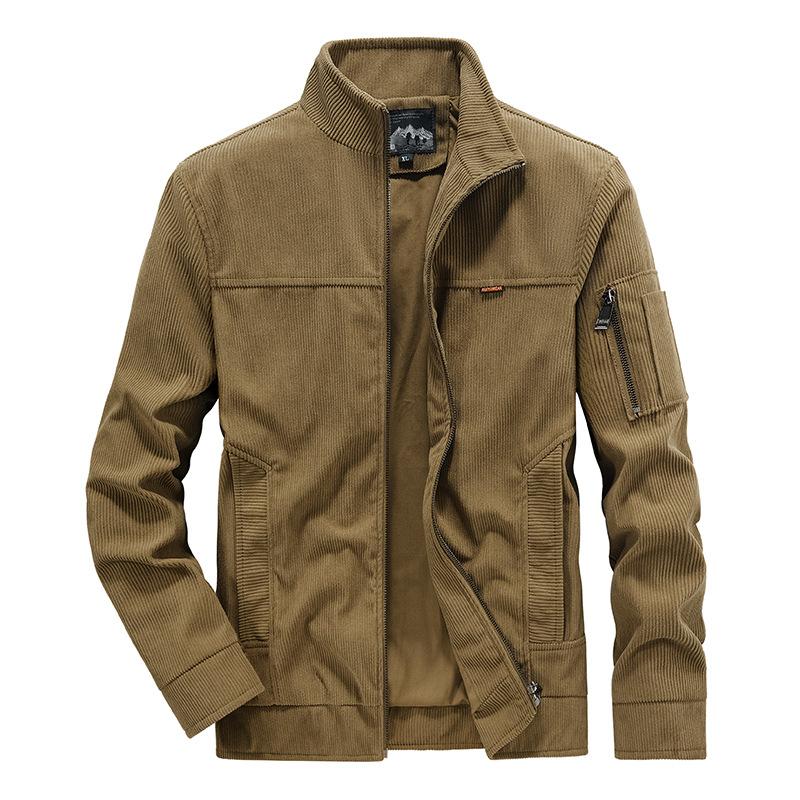 

Вельветовая куртка для мужчин, тонкий воротник-стойка, повседневный свободный крой, одежда больших размеров L