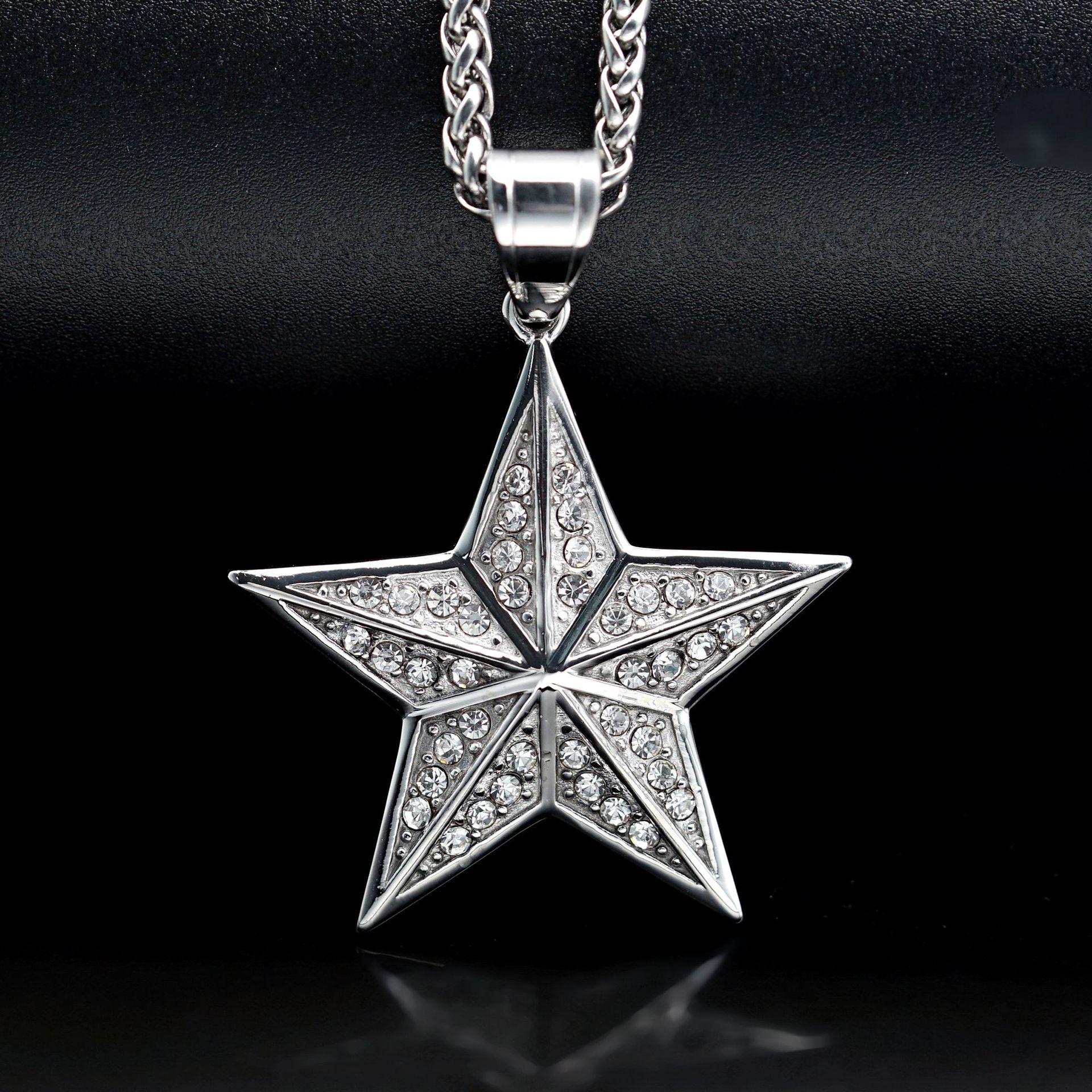 Подвеска Рэп Хип-хоп Модные Украшения Трехмерная Пятиконечная Звезда Ожерелье