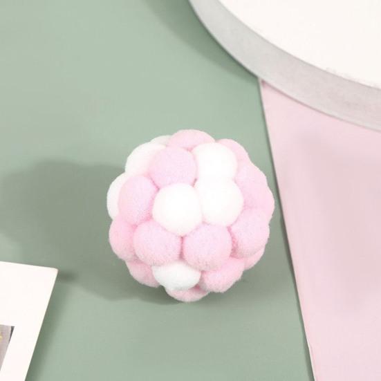 Plush Cat Toy Ball with Built-in Bell Soft Macaron Balls Bite-Resistant Cat Chew Toys for Indoor Cats and Kittens