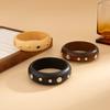 6 Styles Brown Wooded Bracelets Bangles for Women Men Punk Irregular Geometric Rivet Beads Wide Bangle Jewelry Birthday Gifts