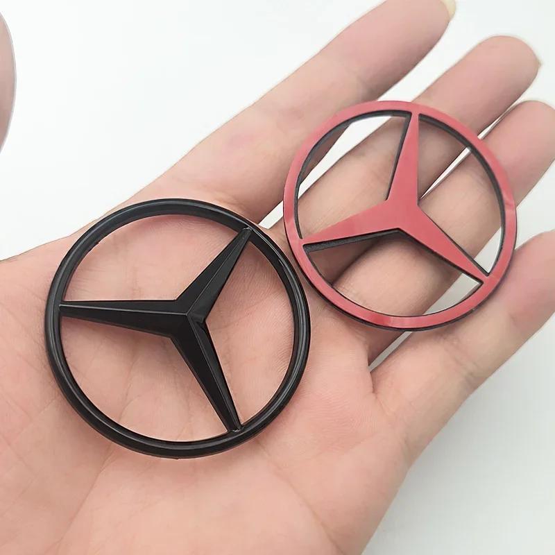 2025 Hot 52mm 58mm ABS Chrome Black Star Logo Mercedes Steering Wheel Logo Sticker For Mercedes Benz C E S Class W253 Emblem Acc
