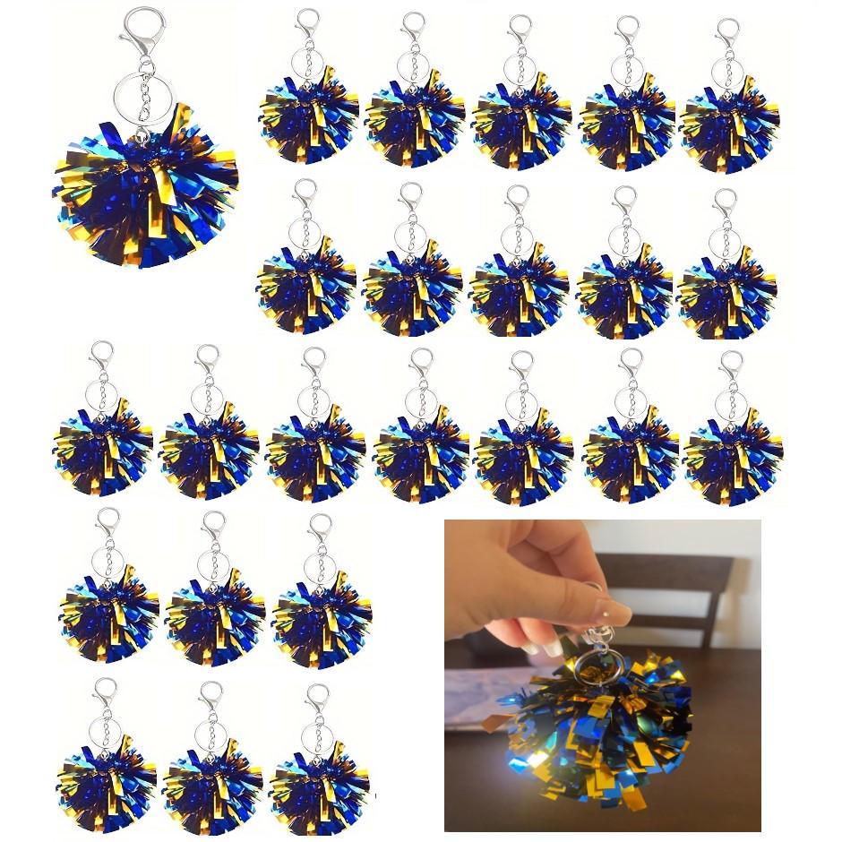 24 Pcs Cheer Pom Pom Keychain Cheering Keyring Plastic Pom Poms For Cheerleading Keyring Cheer Dance Foil Keychains Bulk Other