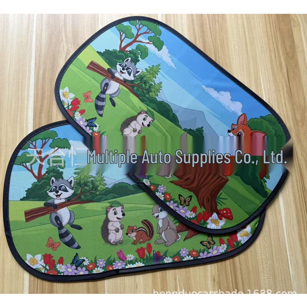Car Side Window Cartoon Sun Shade - Heat Insulation & Light Blocking PVC Film