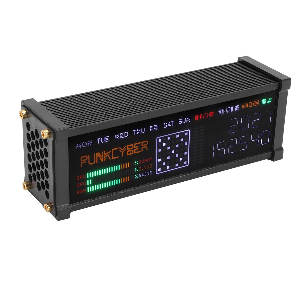 Electronic Fluorescent Tube Clock LED Display WFD Clock Cyberpunk Desktop Ornament for Home Car