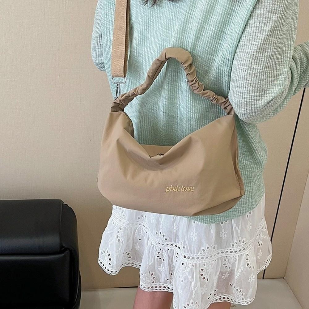 Leisure Pleated Shoulder Bag Leight Weight Women's Handbags Korean Nylon Crossbody Bag  Outdoor