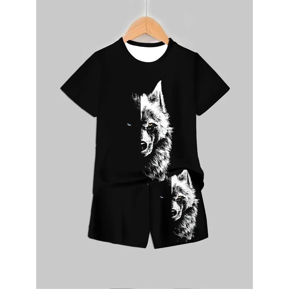 Summer Cartoon Creative Fun Pattern Children's Summer Fashion Comfortable Soft Breathable Short Sleeved Two-piece Set
