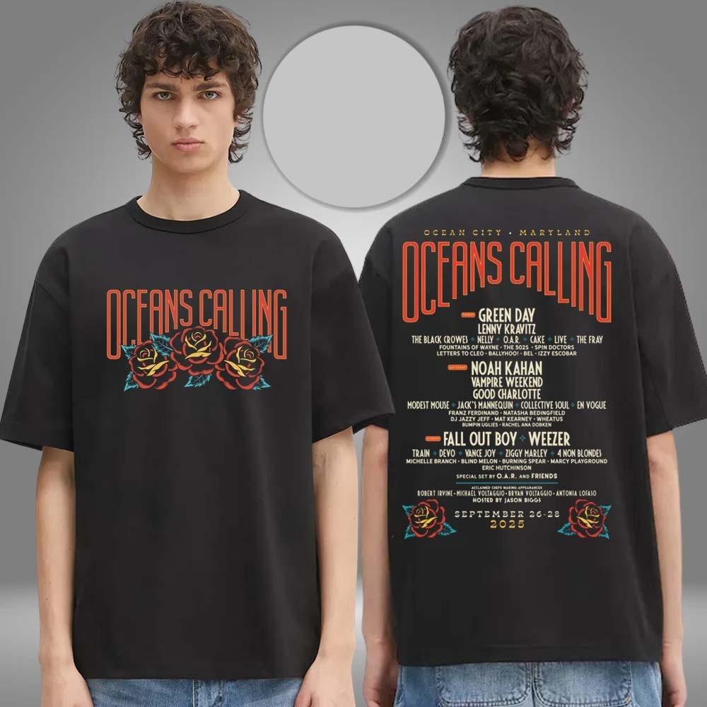 Oceans Calling Merch Rose Lineup Two Sided Unisex T-Shirt Merch Cotton Full Size XXXL