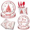 Christmas Themed Party Supplies Disposable Paper Plates Paper Cups Tissue Cloths Plates Christmas Tree Tableware