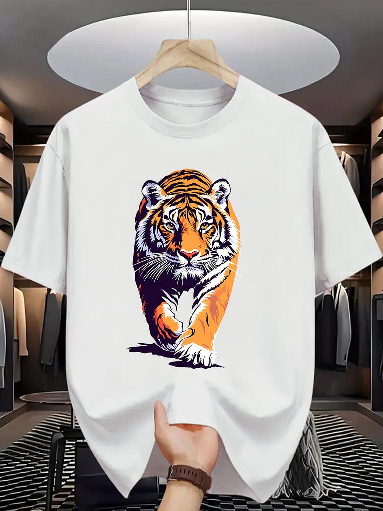 Tiger T-shirt Summer Men's Tracksuit Crew Neck Short Sleeve Tops Casual Sportswear Harajuku Str