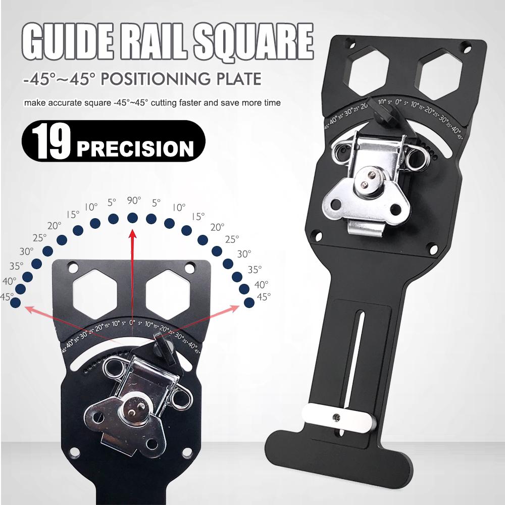 Adjustable Angle Track Saw Square with -45° To 45° Quick Positive Angle Stop,Protractor,90 Degree Right Angle Rail Square Guide