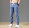 Summer Men's Classic Cotton Solid Color Fashion Business Casual Pants Elastic Waist Korean Fashion Men Clothing