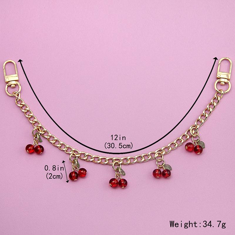 

Yogodlns Fashion Temperament Glass Stone Red Cherry Chain Jewelry Bag Hanging Jewelry Bag Charm Bag Accessories transparent cherry червоний