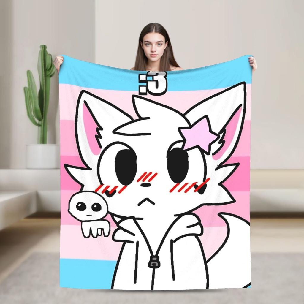 Boykisser Knitted Blankets Velvet Cat Super Warm Throw Blankets for Home Couch Bed Rug
