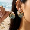 Trend Seashell Starfish Stud Earrings for Women Elegant Imitation Pearl Zircon Sea Star Earring Beach Party Vacation Jewelry