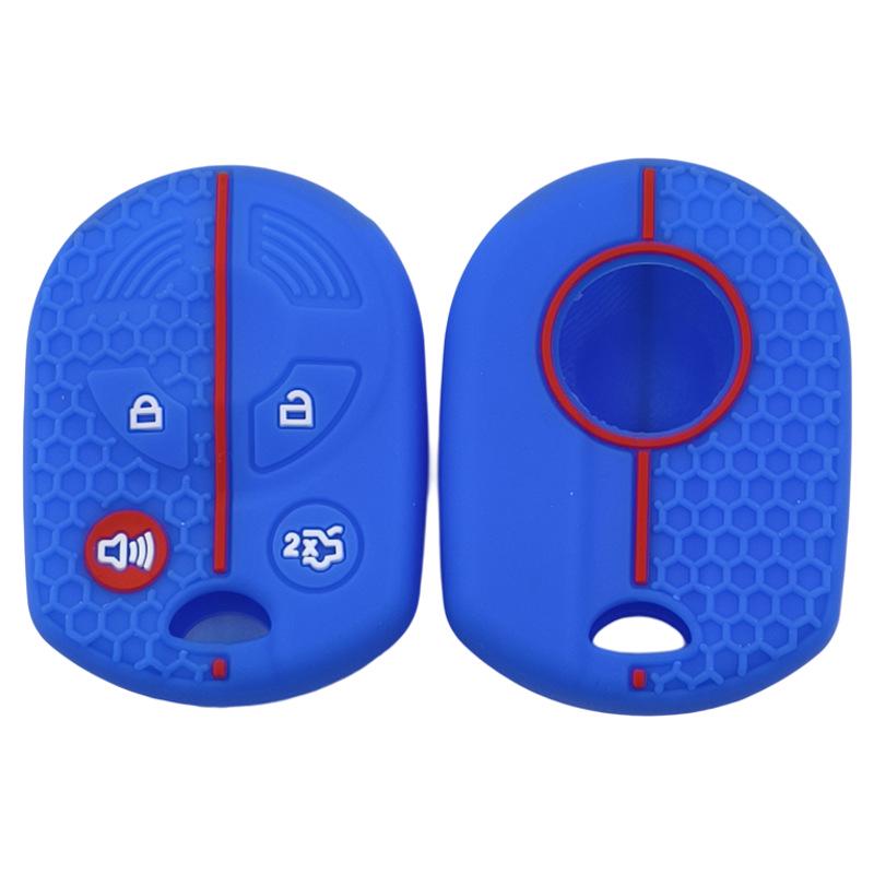 Soft Silicone Case for Ford Lincoln Mazda 4-Button Remote Key синий