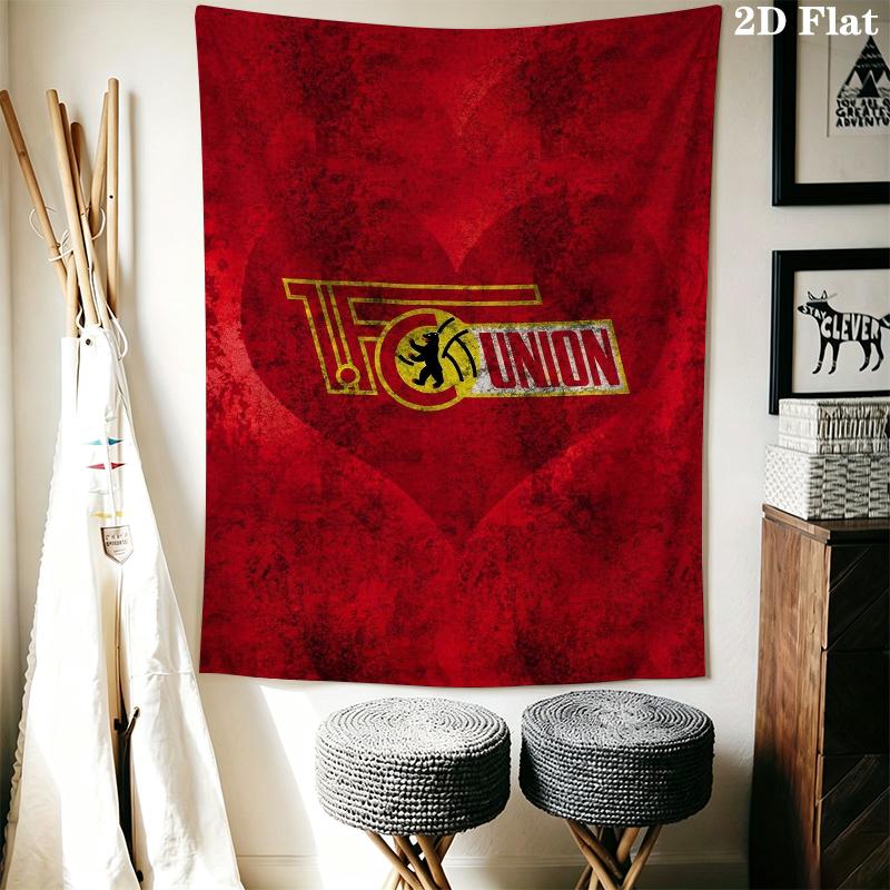 1 Fc Union Berlin Wall Tapestry Aesthetic Wall Hanging Printed Fabric Blanket Decorative Tapestries for Bedroom Living Room Home Decor