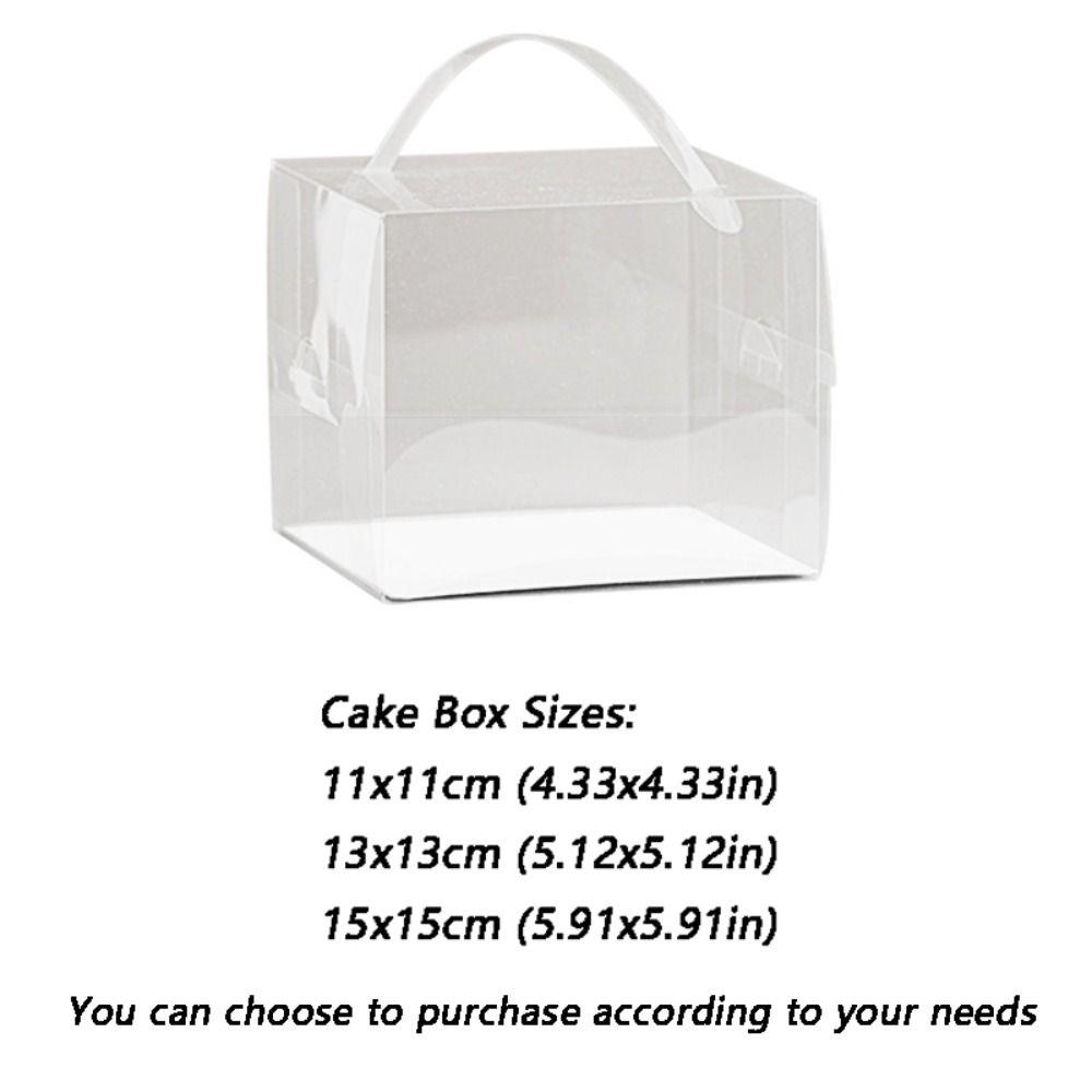 10Pcs Transparent Handheld Cake Box Clear Plastic Portable Birthday Cake Gift Box Baking Cupcake Box Birthday Party