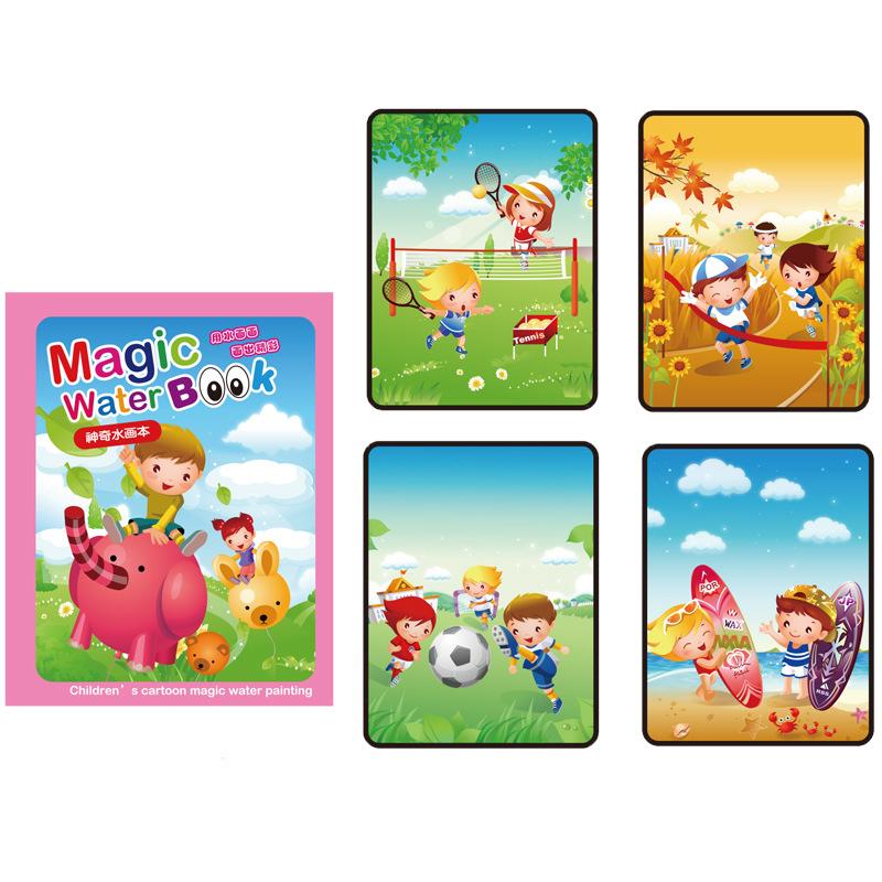 

Волшебная книга Рисование водой Игрушки Монтессори Многоразовая раскраска Волшебная книга для рисования водой Сенсорное раннее образование для детей Childhood