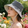 Reversible Bucket Hat with Chin Strap, Sun Protection Windproof Fisherman Cap for Women