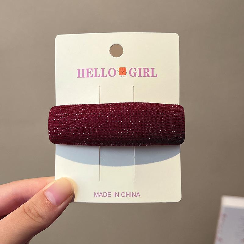New Year's Sweet Red Hair Pin Women's Thousand Bird Grid Velvet Edge Clip BB Clip Sponge Thickened Bangs Clip Hair Accessories