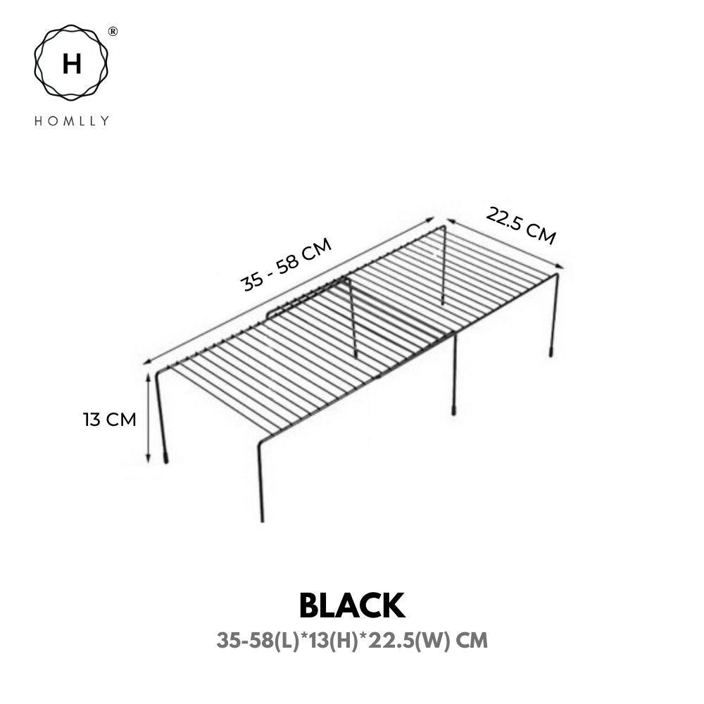 Homlly Expandable Shelf Organizer Rack for Kitchen Countertop Cabinet bathroom Black (58cm)