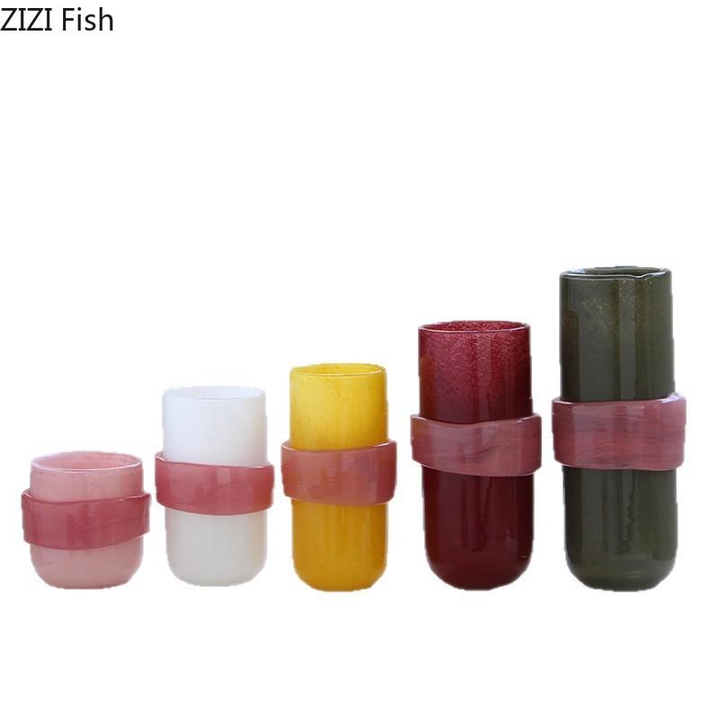 Thickened Stained Glass Vase Handicrafts Flower Pots Table Decoration Flowers Arrangement Floral Vases Room Aesthetic Decor