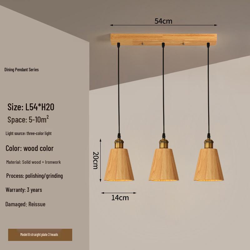 Solid Wood Nordic Japanese Chandelier for Cafe, Bar, Counter, and Homestay