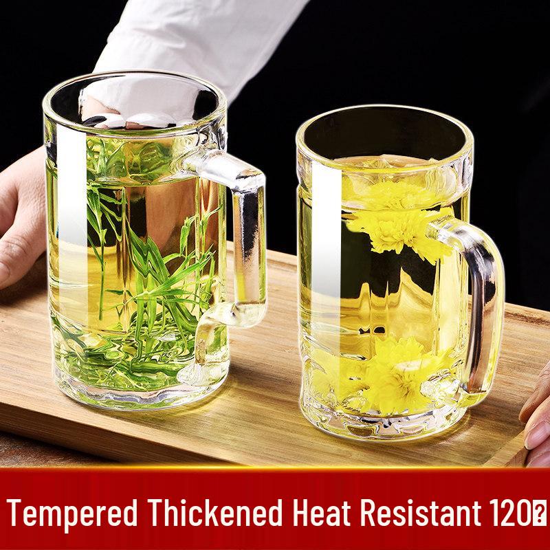 ZISIZ Tempered Glass Mug with Handle