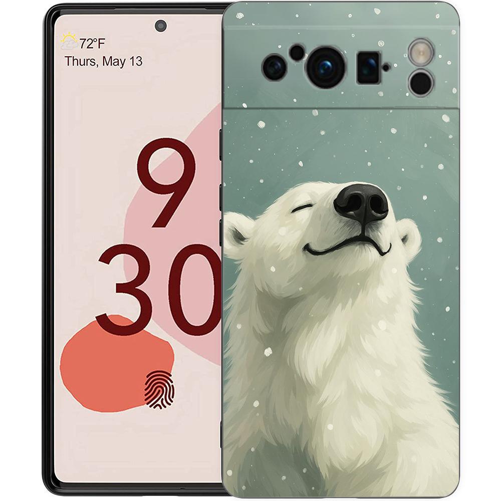 

polar bear Phone Case For Google Pixel 10 9 8 7 Pro 9A 8A 7A 6A 6 Pro XL Soft TPU Bumper Black Cover Pixel 8