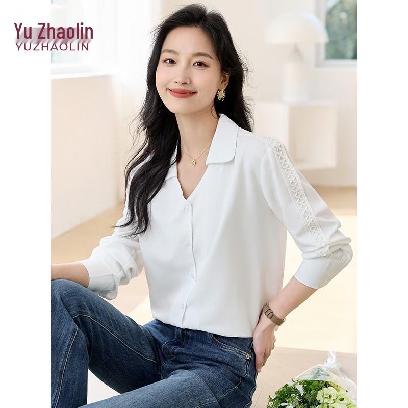 Women s French Style V-Neck Long Sleeve Blouse M