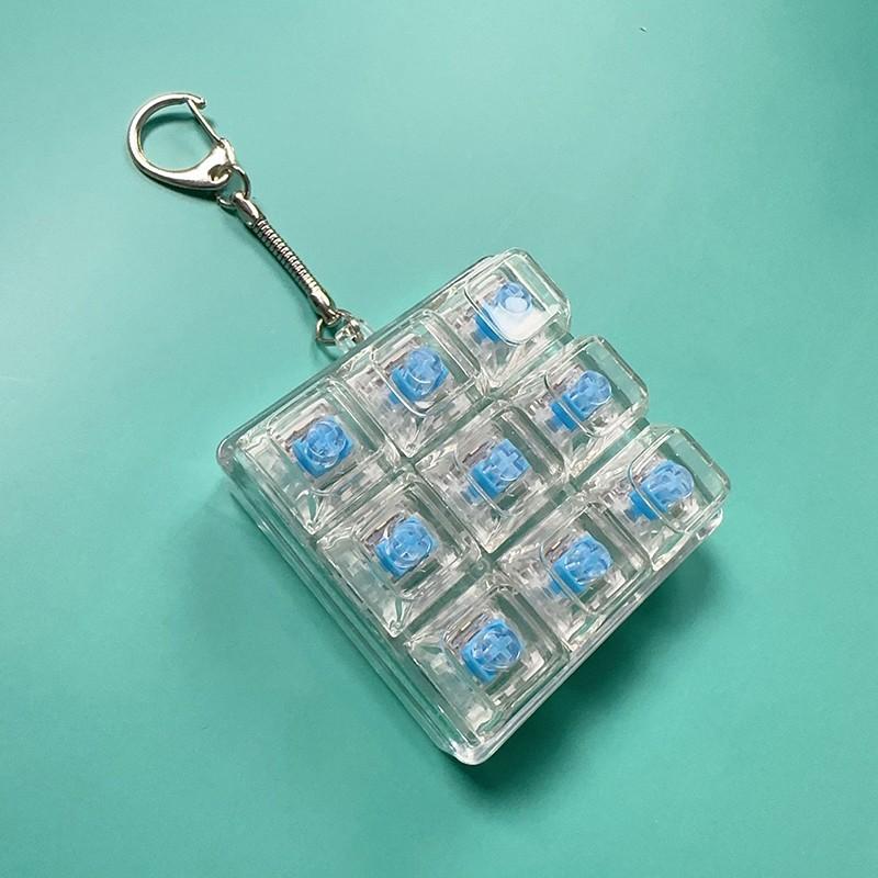 Relaxing DIY 9 Keys Keyboard Fidget Toy, Fidget Clicker Keyboard Fidget Keychain, Button Fidget Gifts for Adults To Relieve Stress and Pass Time
