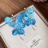 Blue Flower Leaf Dangle Earrings Acrylic Long Drop Earrings For Women Summer Beach Vacation Party Jewelry