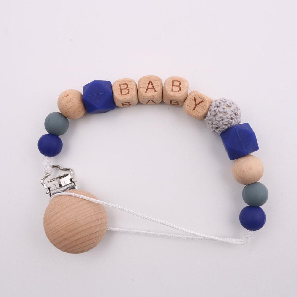 New Mother & Baby Beech Wood Silicone Pacifier Clip – Anti-Drop Chain