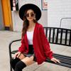 Women S V Neck Knitted Cardigan Long Sleeve Solid Color Loose Fit Sweater