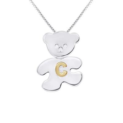 Çocuk kolye ucu - LÉA &; ARTHUR - TEDDY BEAR - Rodyum Kaplama 925 Gümüş - Sarı Altın Kaplama Harf C