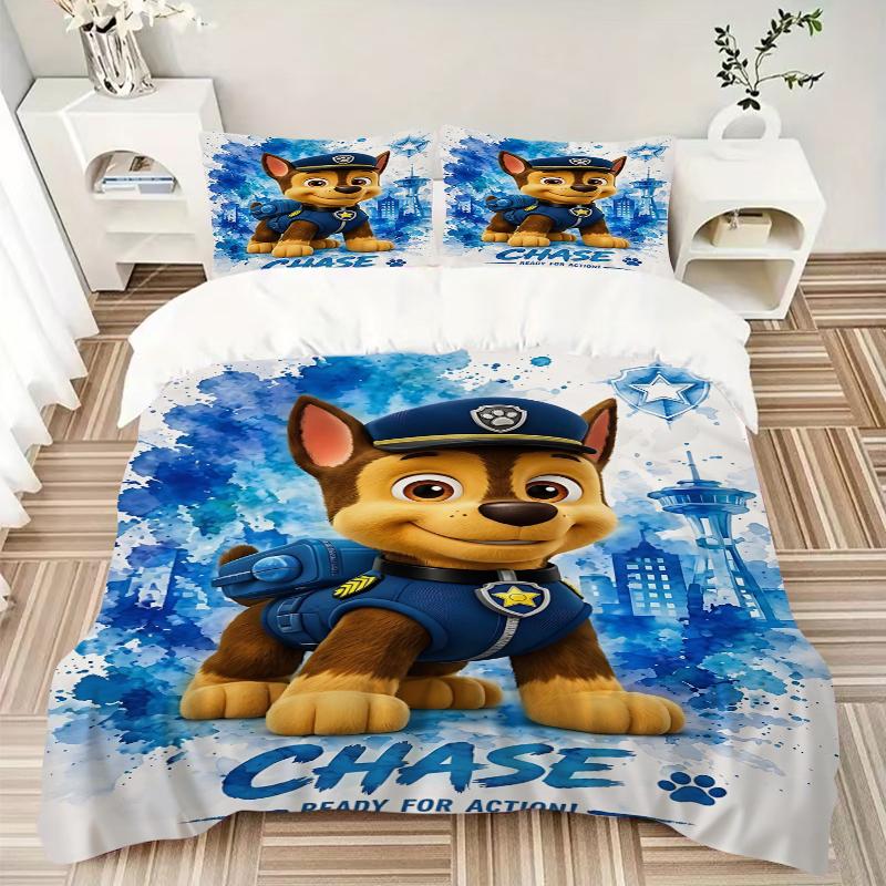 3Pcs Paw Patrol Chase Adventure Bedding Set Quilt Cover Pillowcase Home Christmas Halloween Gift 1 Duvet Cover 2 Pillowcase S1388
