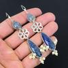 Sterling Silver Pear Natural Lapis Lazuli Birthday Drop Dangle Earrings Jewelry