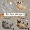 Pets Cat Hair Storage Keychain Pet Fur Keepsake Container Transparent Hanging Cat Keyring Backpack Pendant Puppy Memorial Gifts