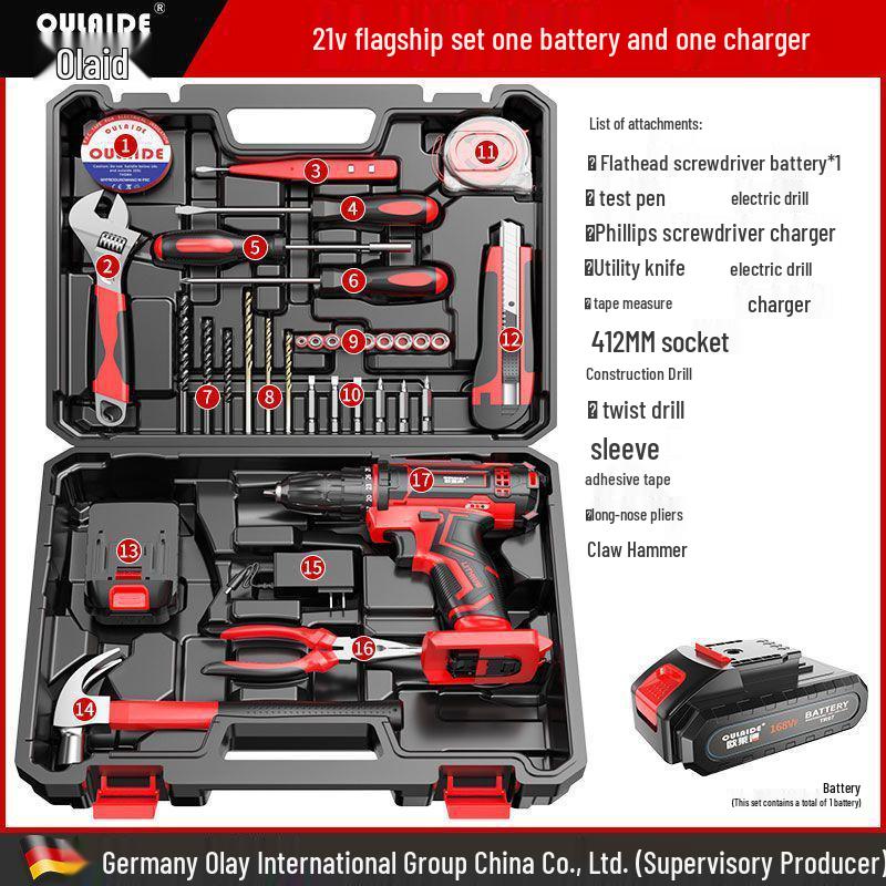 Oulide Rechargeable Lithium Drill & Electric Screwdriver Set