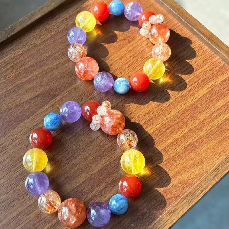 Rainbow Sugar Original Natural Amethyst Blue Crystal Bracelet Dopamine Style Delicate Personalized Jewelry Women