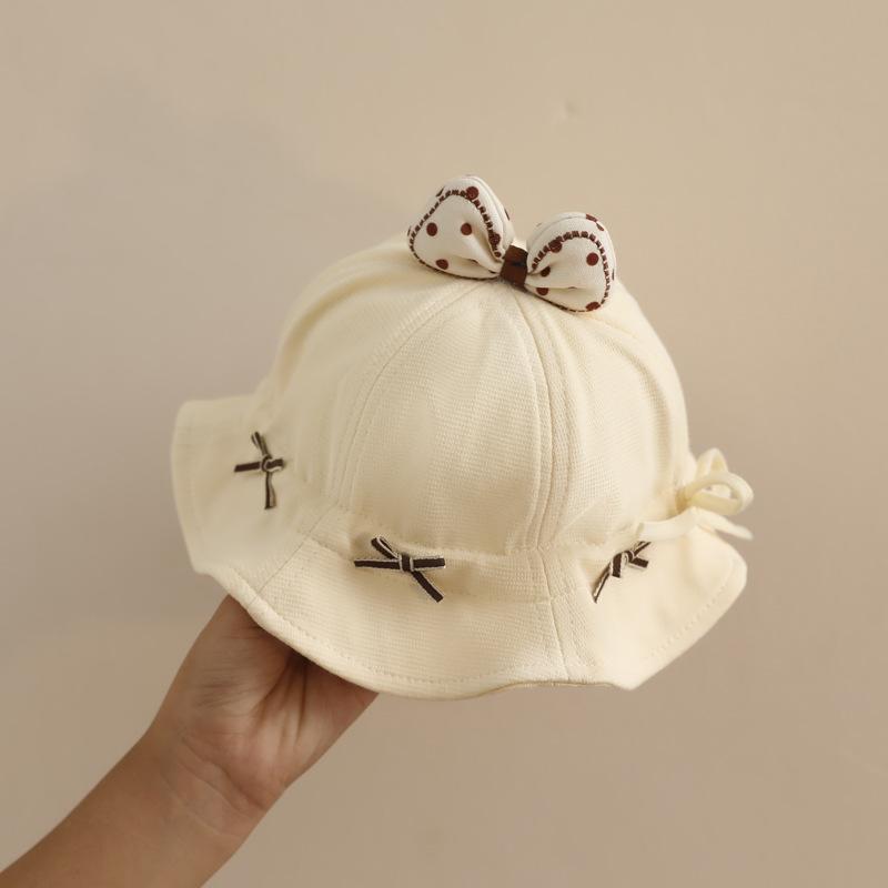 

Baby hat small month-old girl baby bucket hat autumn and winter cute women s going out hat female treasure windproof hat 5-18 months [hat circumference 44-47cm] бежевый