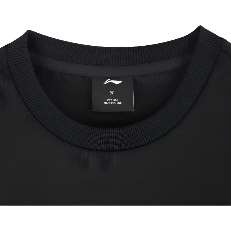 Li Ning Sweatshirts Unisex Black Crew Neck Moderate Regular ASWYE41-1