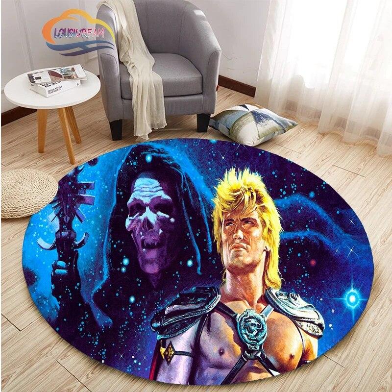 Adventure Animation Masters of the Universe Round Carpet and Rug Cartoon He-Man Pattern Home Decor Anti-slip Mat Yoga