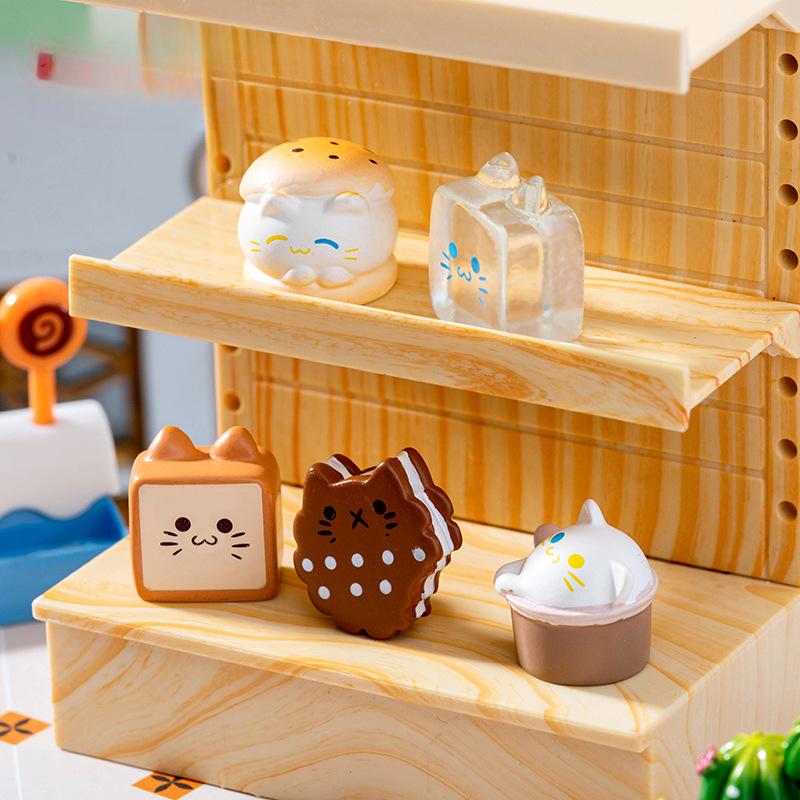 Micro-landscape Cute Dessert Cookie Burger Ice Cream Food Cat Doll House Tabletop Decoration Widget