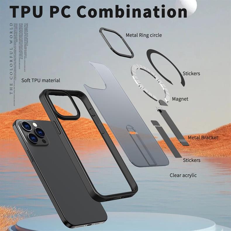 Foldable Stand Compatible with iPhone Models 13 To 17 Pro Max - Thin, Lightweight, Heat Dissipation, Magnetic, Full Coverage Case.