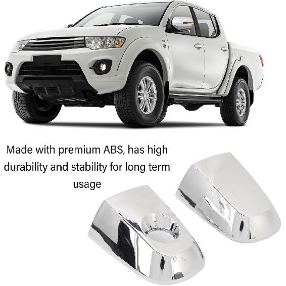 AMAKO Front Door Handle Cover with Key Hole, Chrome Bezel Compatible with Mitsubishi Montero L200 2005 to 2015 Exterior Door Handle Cap