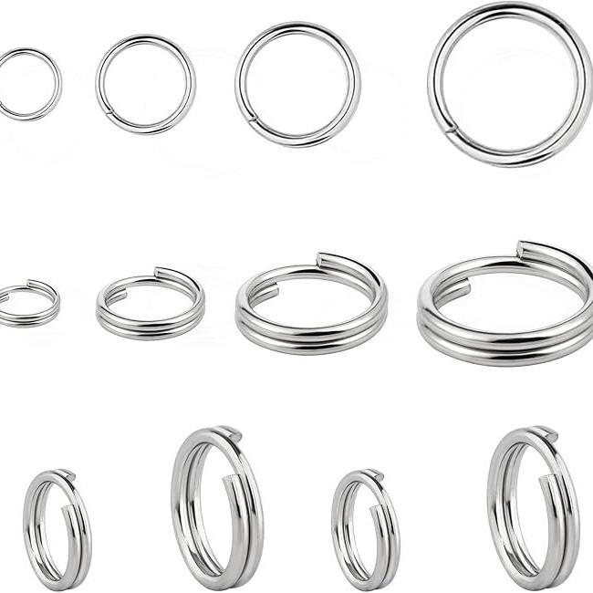 DIY Jewelry 304 Stainless Steel Open Jump & Split Rings, Double-Layer Small Horse Key Rings