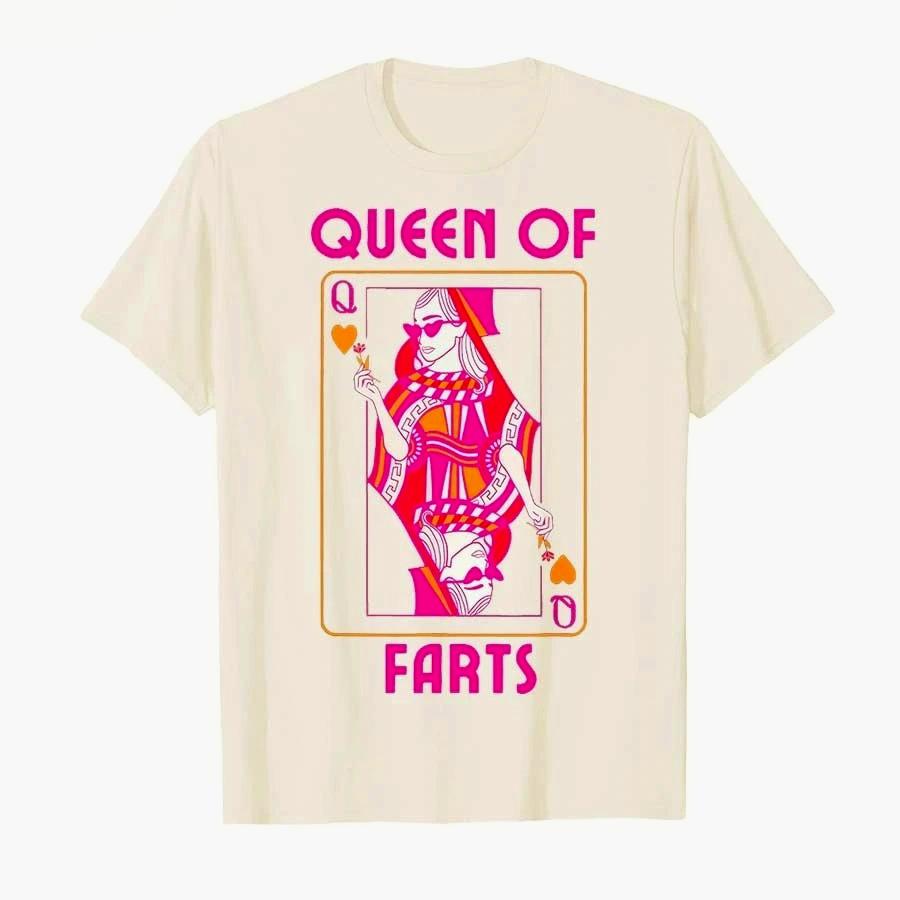 Queen of Farts Embarrassing Joke Humor Printed Tshirt Women Casual T Shirts Short Sleeve Tops Women Summer Soft Clothing